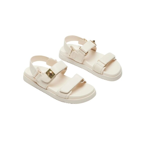 Steve Madden Mona Bone Leather Multi Strap Sandals Flats BNIB Size 6 - Picture 5 of 5